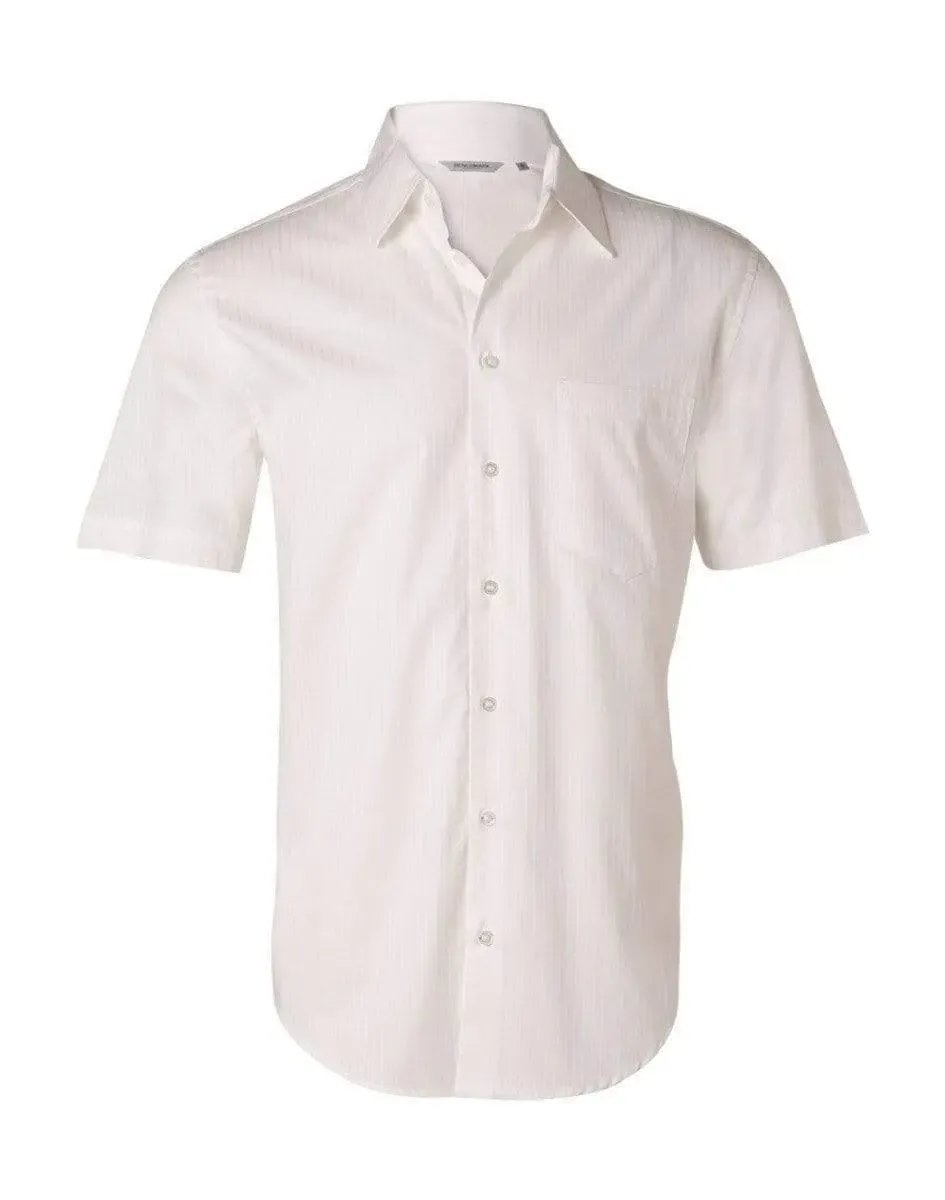 BENCHMARK Men's Self Stripe Short Sleeve Shirt M7100S